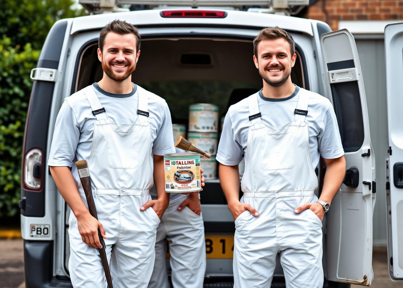 The FreshCoat painting and decorating team beside their work van